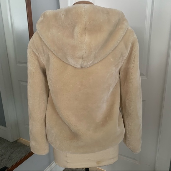 Say What? - Size Medium Tan Faux Fur Hooded Zip Front Jacket / Coat - Picture 4 of 9